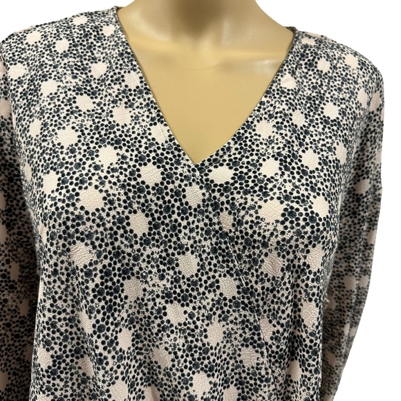 Y2K Juicy Couture Pink Black Blossom Rain Tie Front V Neck Top Blouse Medium - Picture 2 of 11